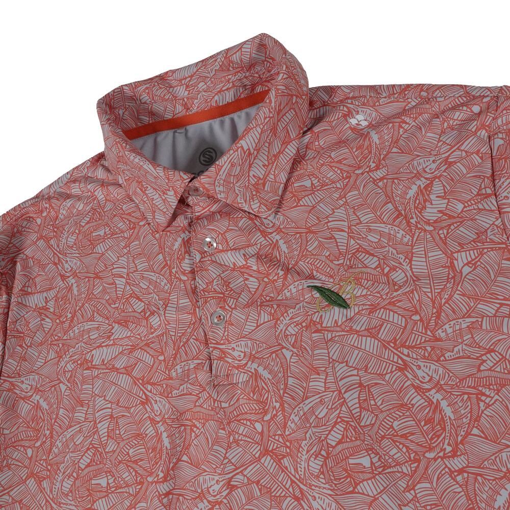Scales Fish Sailfish Leaf Performance Golf Polo Shirt Men's Medium